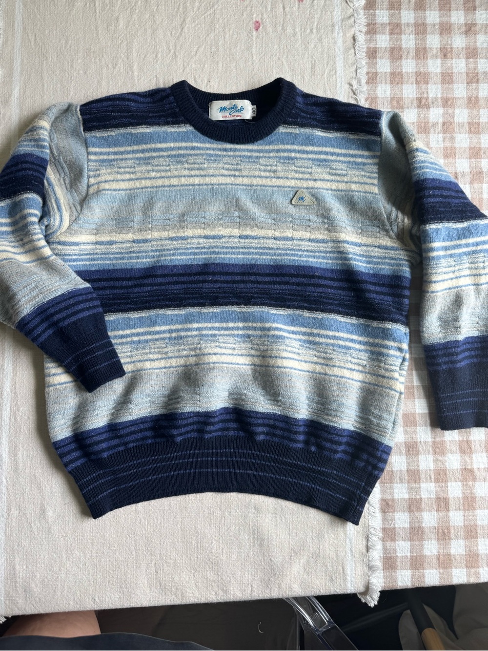 Vintage Striped Crewneck Sweater in Navy & Light Blue